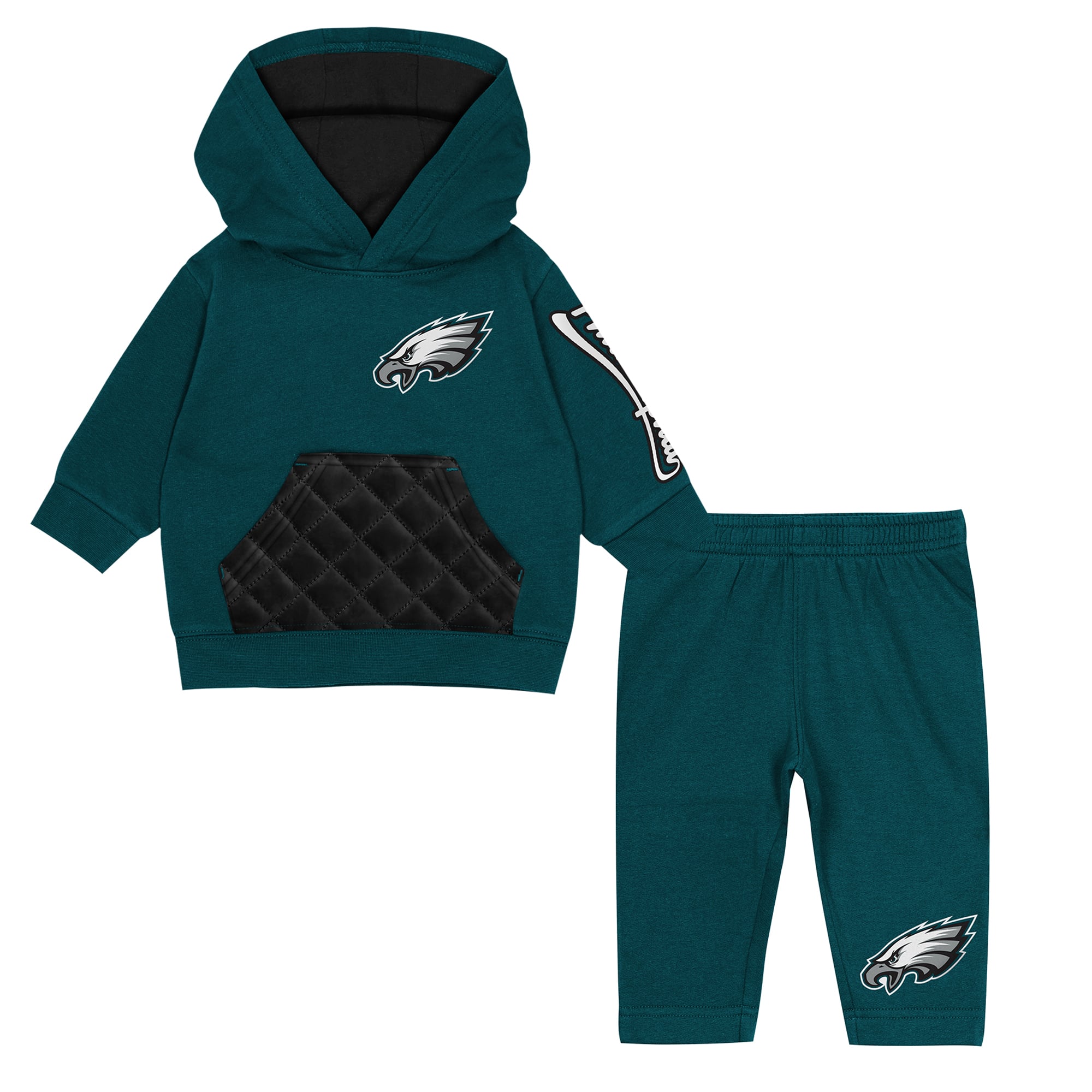Toddler Outerstuff Midnight Green Philadelphia Eagles Drive Stopper Hoodie & Pants Fleece Set