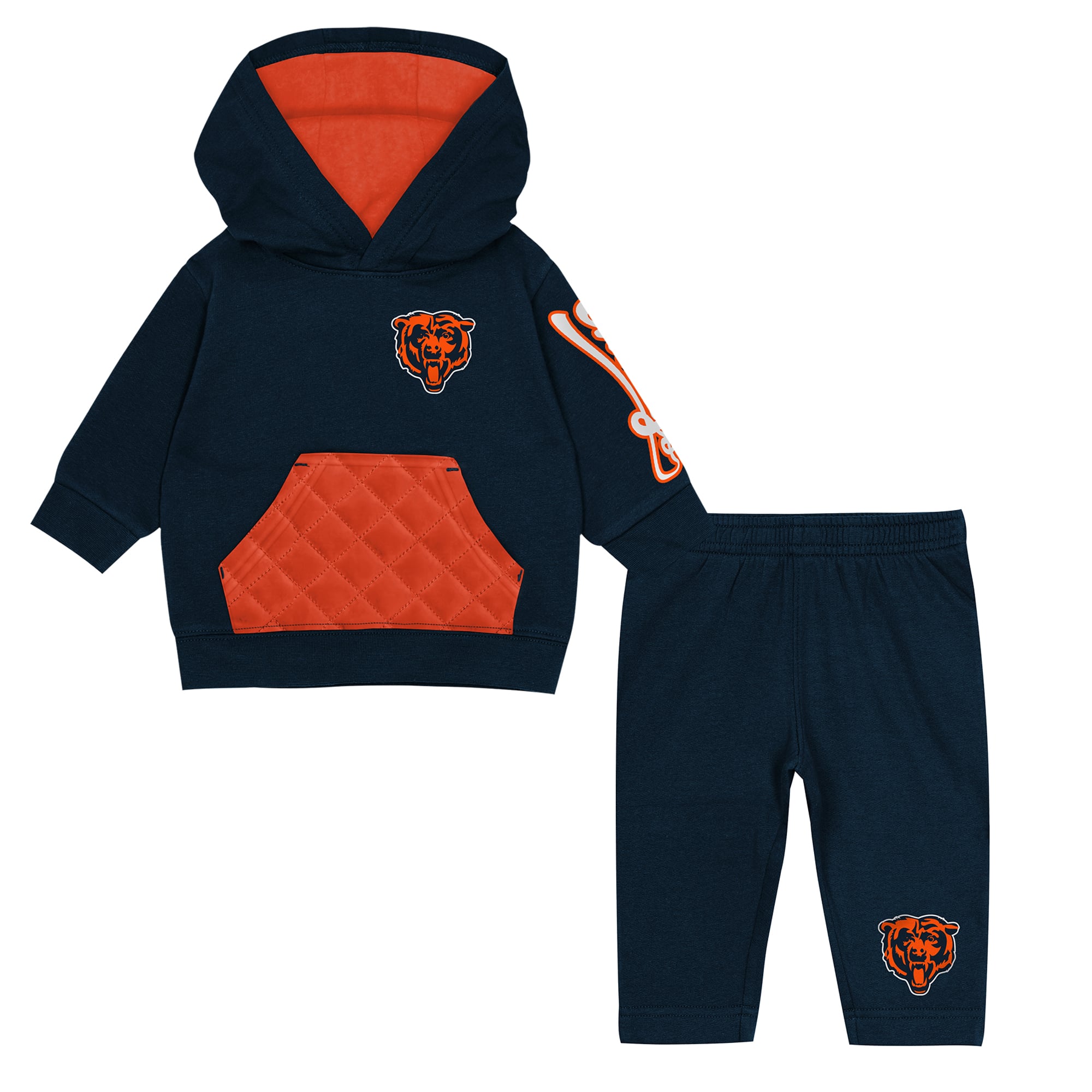 Toddler Outerstuff Navy Chicago Bears Drive Stopper Hoodie & Pants Fleece Set