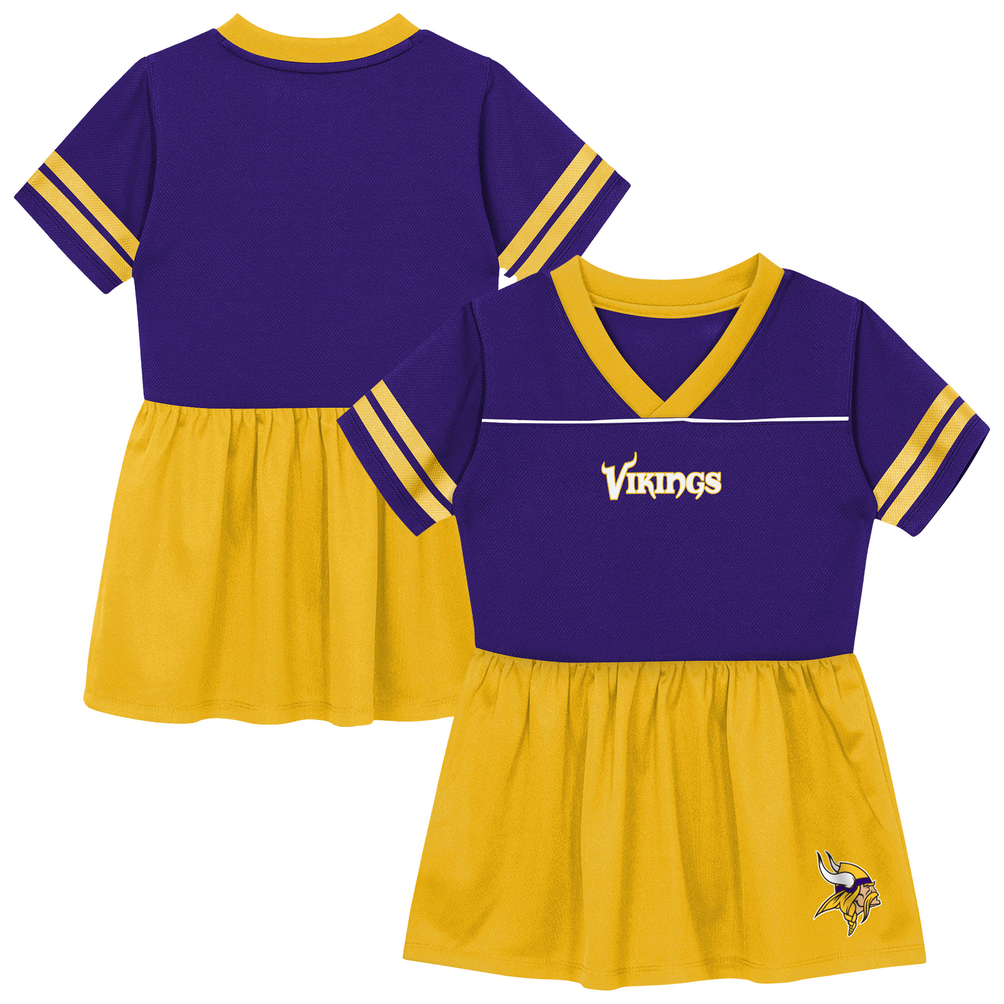 Outerstuff Toddler Girls' 2T-5T Minnesota Vikings Stadium Lights V-Neck Short-Sleeve Fit & Flare Dress - Purple