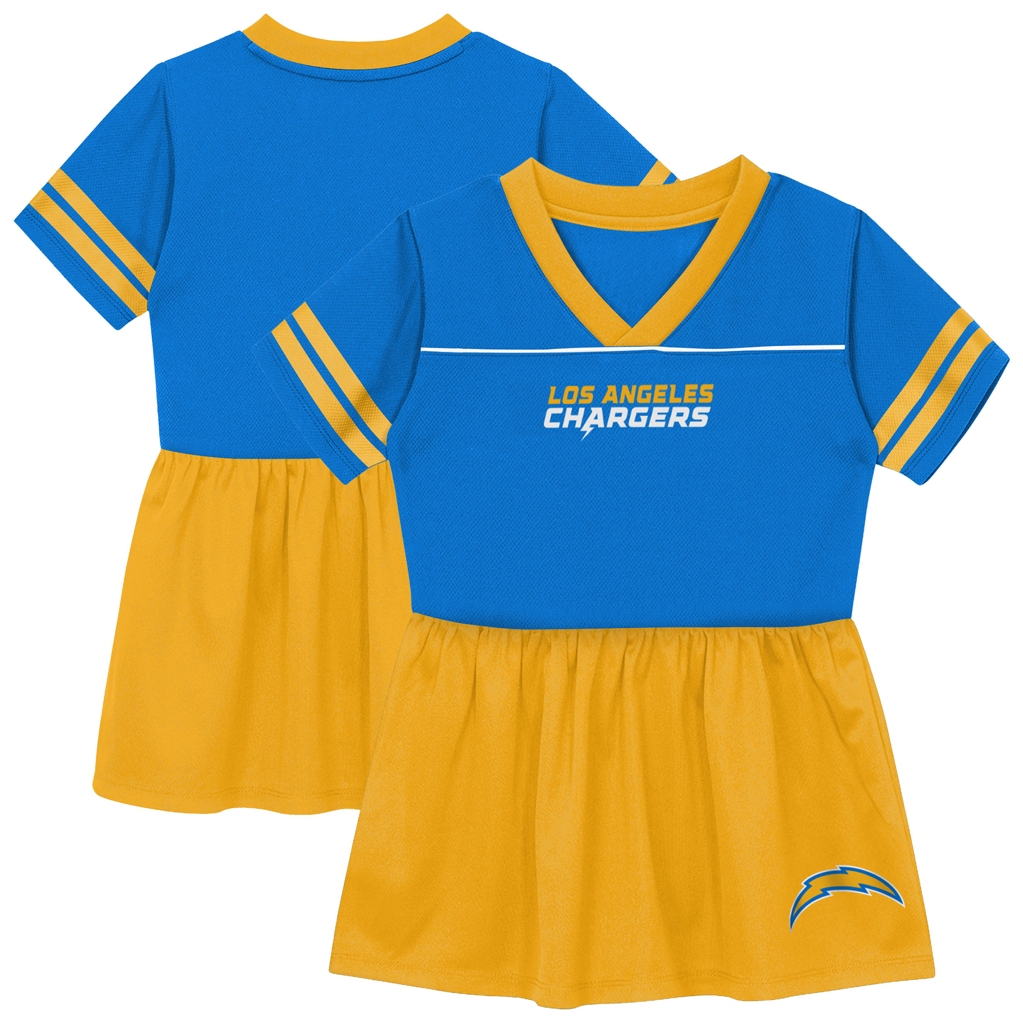 Toddler Outerstuff  Powder Blue Los Angeles Chargers Stadium Lights V-Neck Fashion Football Jersey Dress