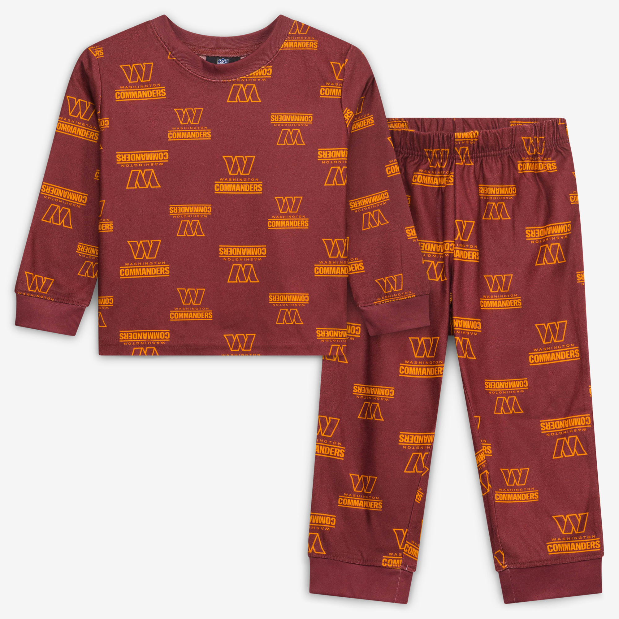 Outerstuff Toddler Burgundy Washington Commanders All-Over-Print Long-Sleeves T-Shirt and Pants Sleep Set - Burgundy