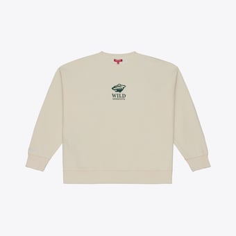 Women's Mitchell & Ness Cream Minnesota Wild Core Essentials Sweatshirt