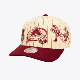 Men's Mitchell & Ness  Cream Colorado Avalanche Retro Roots Vintage Stripe Pro Adjustable Hat