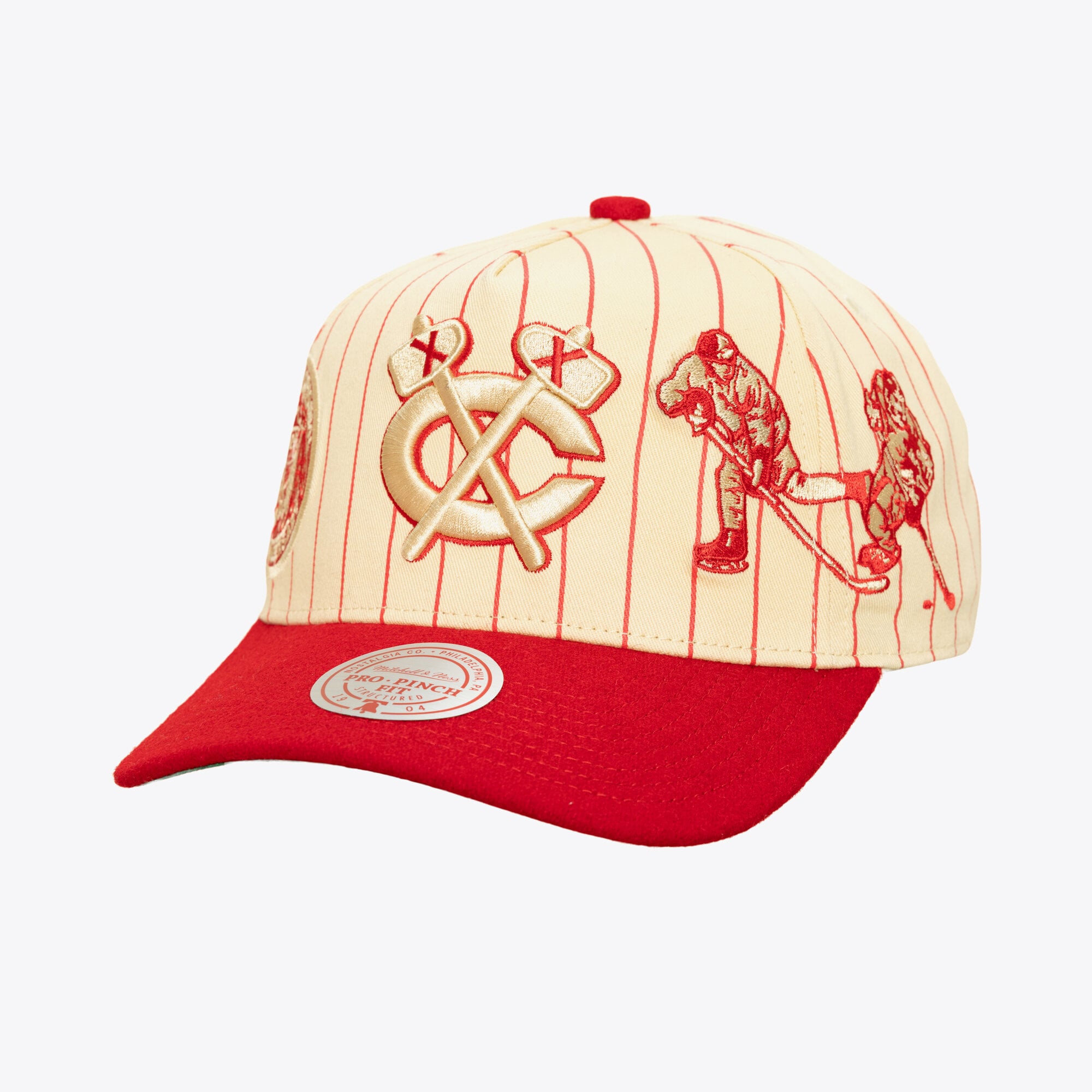 Men's Mitchell & Ness  Cream Chicago Blackhawks Retro Roots Vintage Stripe Pro Snapback Hat