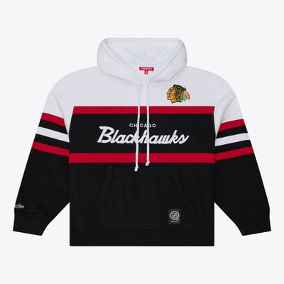 Women's Mitchell & Ness  White/Black Chicago Blackhawks Head Coach Hoodie