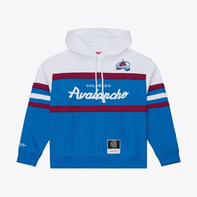Women's Mitchell & Ness  White/Blue Colorado Avalanche Head Coach Hoodie