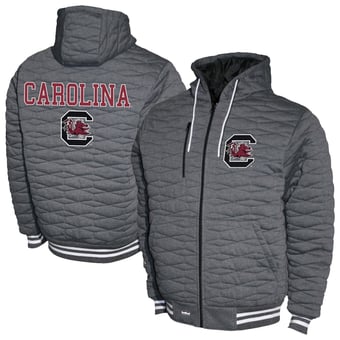 Men's  Gray South Carolina Gamecocks Quilted Full-Zip Hooded Jacket