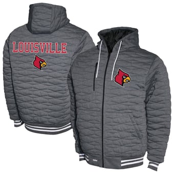 Men's  Gray Louisville Cardinals Quilted Full-Zip Hooded Jacket