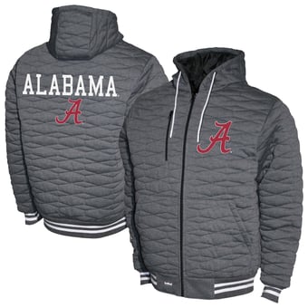 Men's  Gray Alabama Crimson Tide Quilted Full-Zip Hooded Jacket