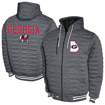 Men's  Gray Georgia Bulldogs Quilted Full-Zip Hooded Jacket