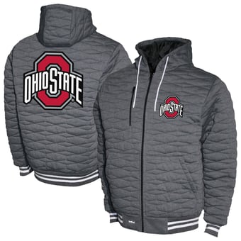 Men's  Gray Ohio State Buckeyes Quilted Full-Zip Hooded Jacket