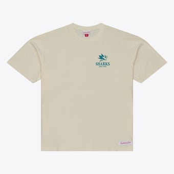 Men's Mitchell & Ness Cream San Jose Sharks Core Essentials T-Shirt