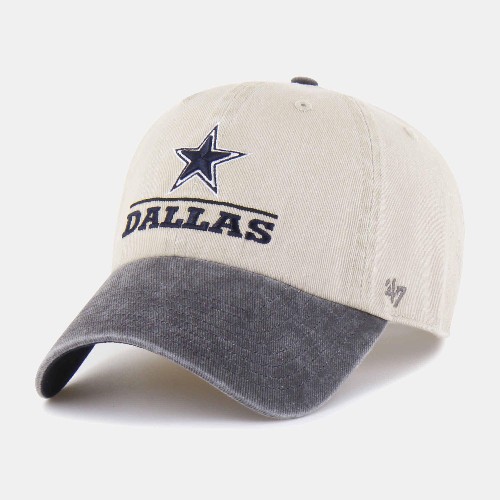 Men's '47 Natural/Charcoal Dallas Cowboys Logo Line Clean Up Adjustable Hat