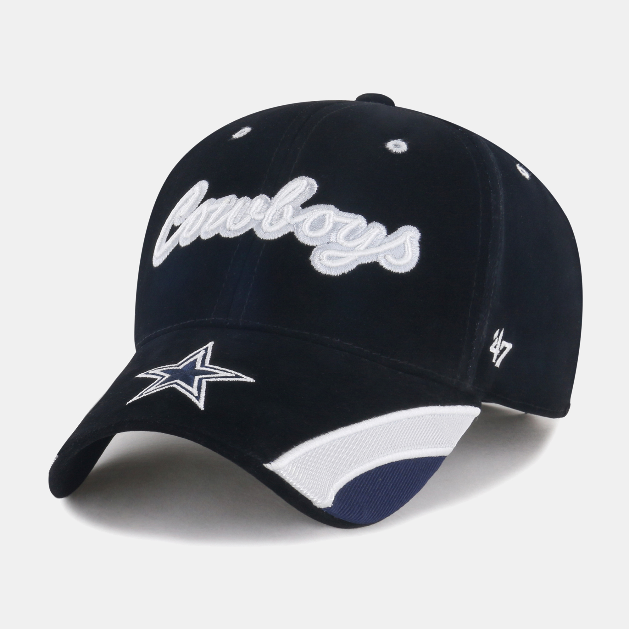 Women's '47 Navy Dallas Cowboys Denim Script MVP Adjustable Hat