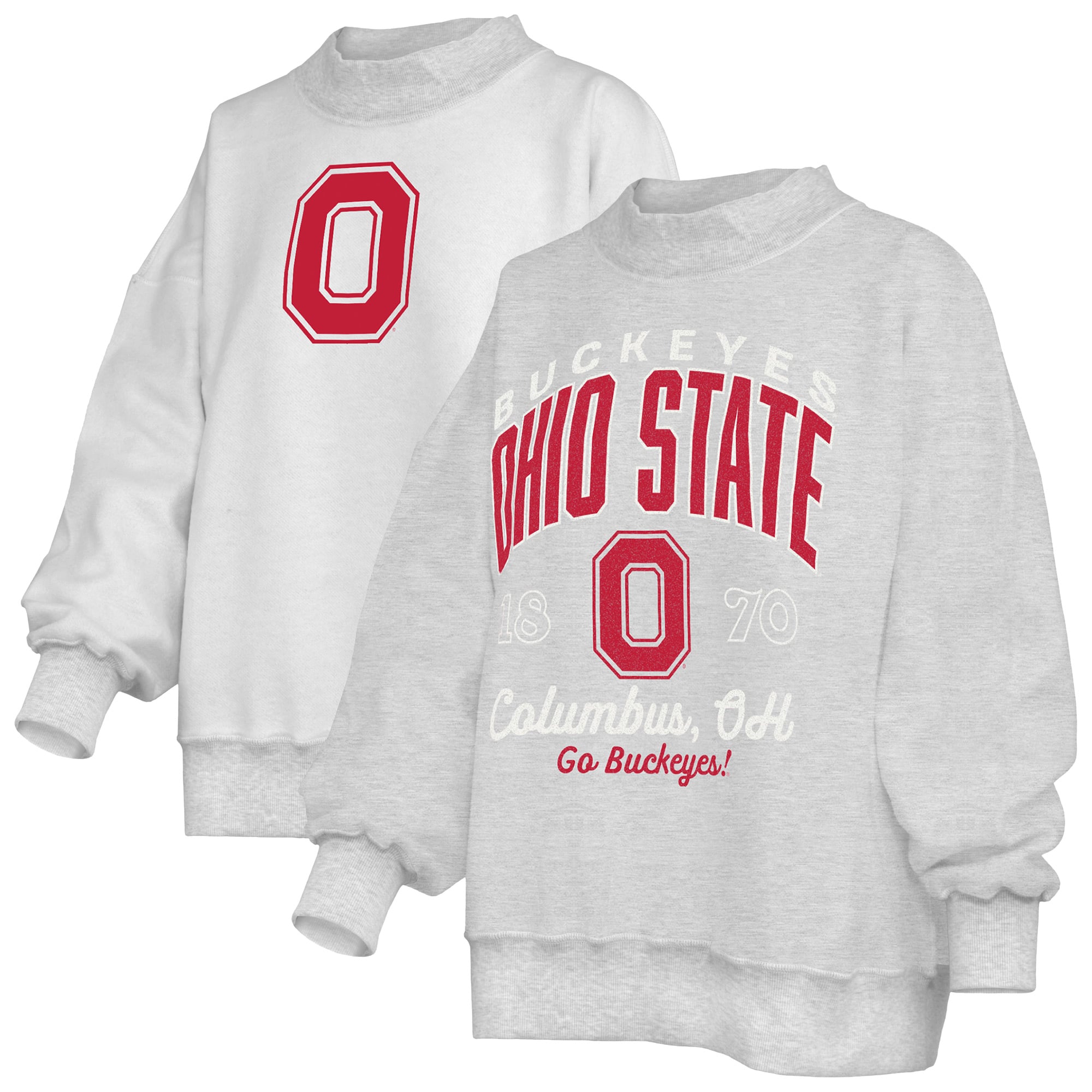 Women's Pressbox  Heather Gray Ohio State Buckeyes Reversible Sweatshirt