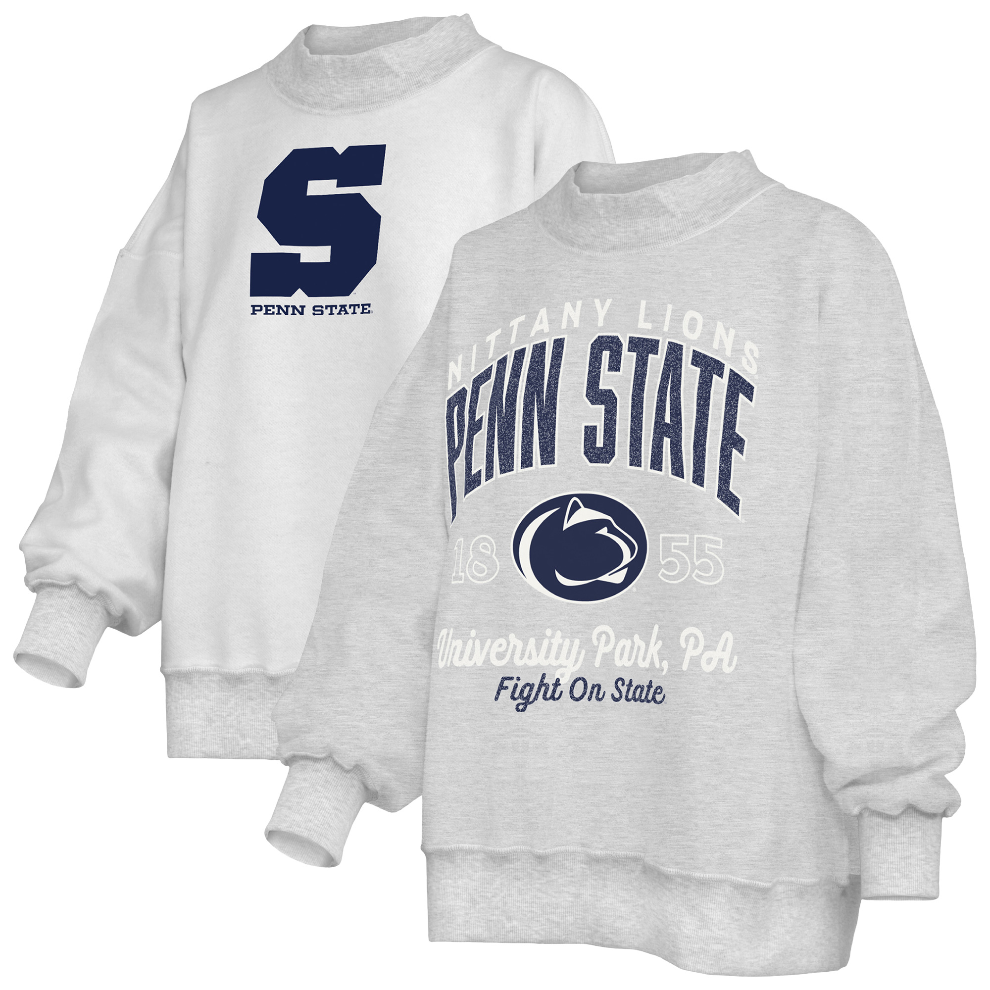 Women's Pressbox  Heather Gray Penn State Nittany Lions Reversible Sweatshirt