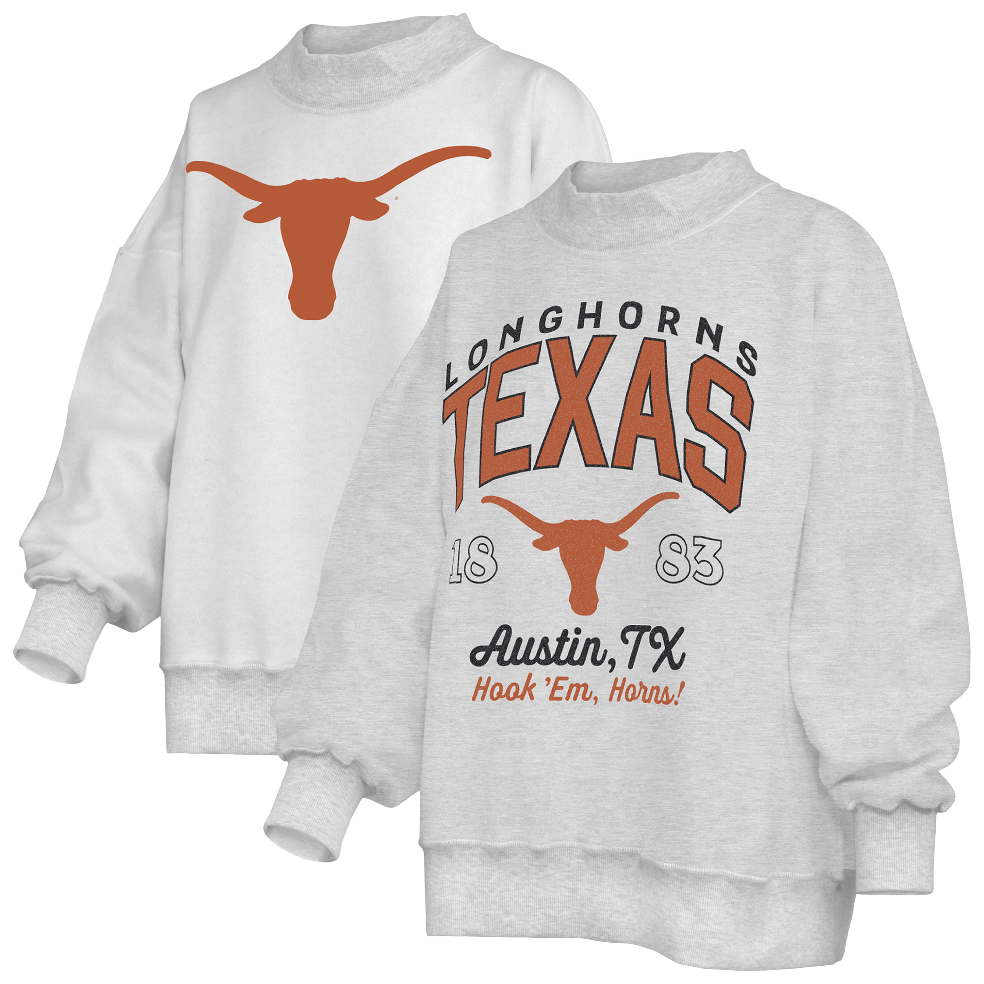 Women's Pressbox  Heather Gray Texas Longhorns Reversible Sweatshirt