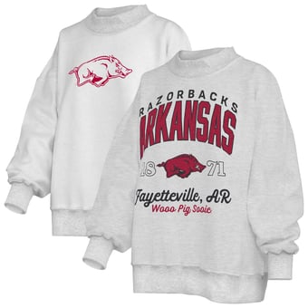 Women's Pressbox  Heather Gray Arkansas Razorbacks Reversible Sweatshirt