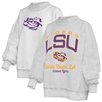 Women's Pressbox  Heather Gray LSU Tigers Reversible Sweatshirt