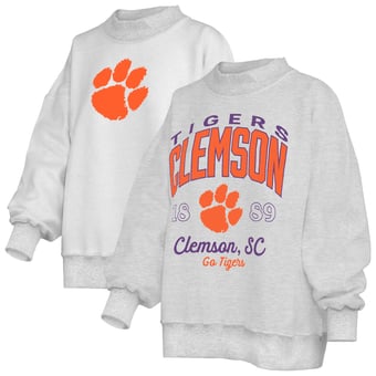 Women's Pressbox  Heather Gray Clemson Tigers Reversible Sweatshirt