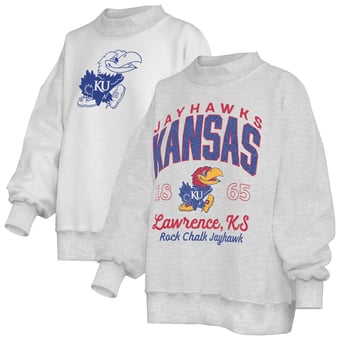 Women's Pressbox  Heather Gray Kansas Jayhawks Reversible Sweatshirt
