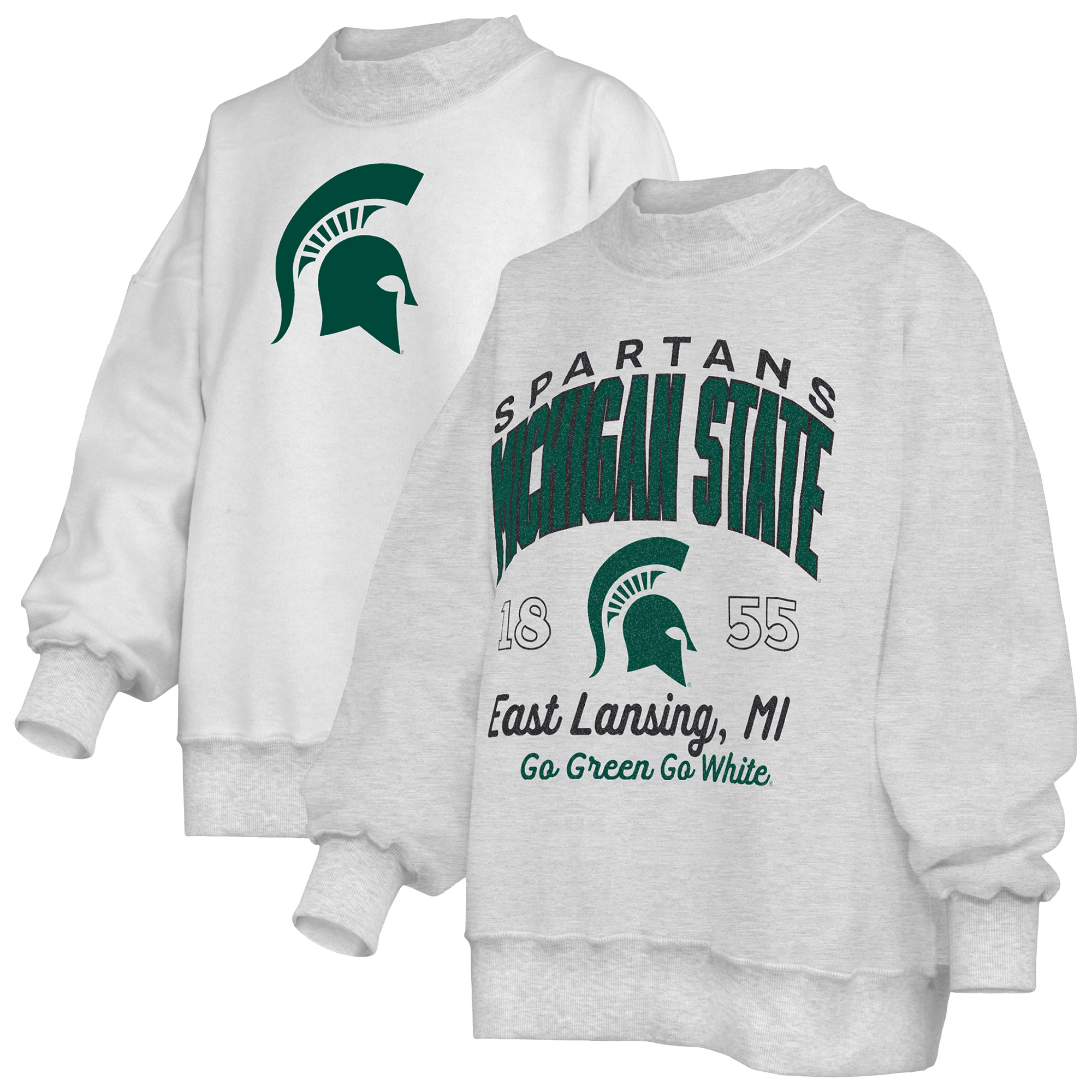 Women's Pressbox  Heather Gray Michigan State Spartans Reversible Sweatshirt