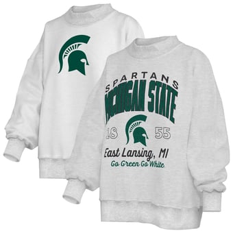 Women's Pressbox  Heather Gray Michigan State Spartans Reversible Sweatshirt