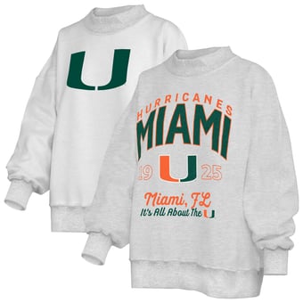 Women's Pressbox  Heather Gray Miami Hurricanes Reversible Sweatshirt