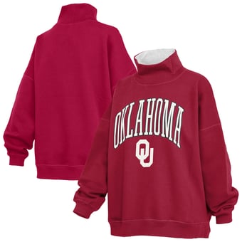 Women's Pressbox  Crimson Oklahoma Sooners Oversized Mock Neck Sweatshirt