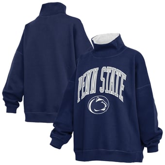 Women's Pressbox  Navy Penn State Nittany Lions Oversized Mock Neck Sweatshirt