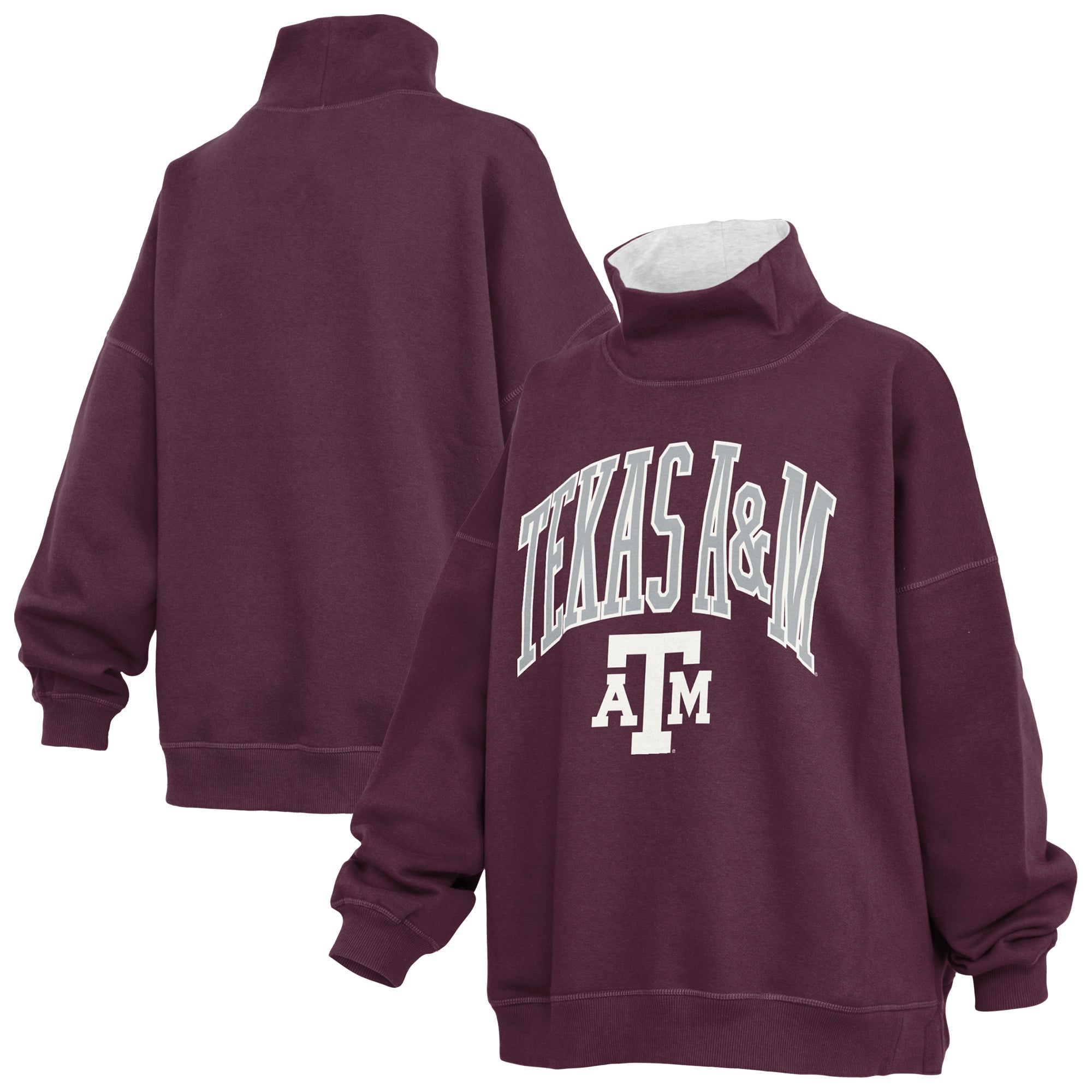 Women's Pressbox  Maroon Texas A&M Aggies Oversized Mock Neck Sweatshirt