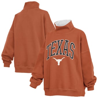 Women's Pressbox  Texas Orange Texas Longhorns Oversized Mock Neck Sweatshirt