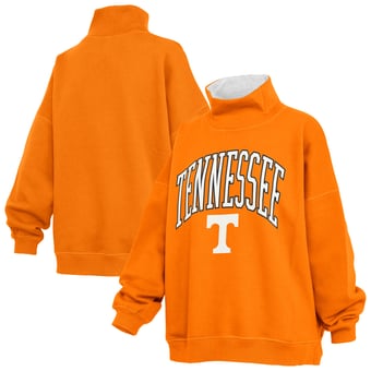 Women's Pressbox  Tennessee Orange Tennessee Volunteers Oversized Mock Neck Sweatshirt