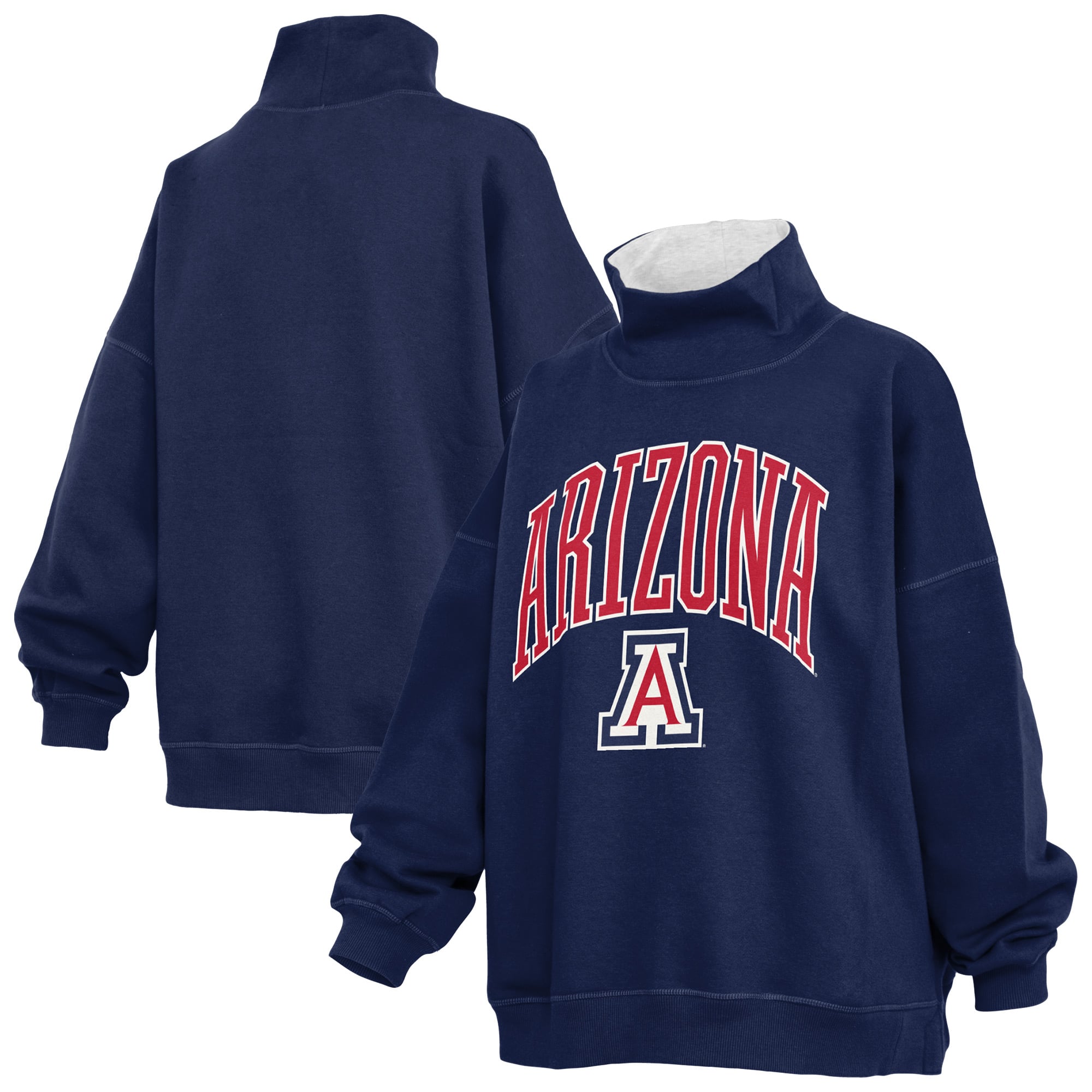 Women's Pressbox Navy Arizona Wildcats Oversized Mock Neck Sweatshirt