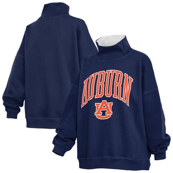 Women's Pressbox  Navy Auburn Tigers Oversized Mock Neck Sweatshirt