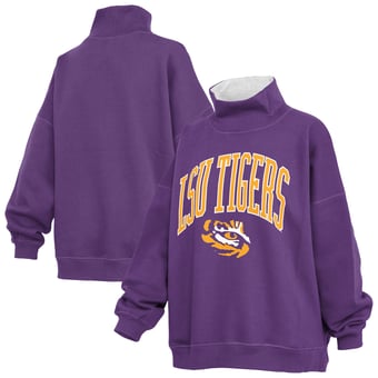 Women's Pressbox  Purple LSU Tigers Oversized Mock Neck Sweatshirt