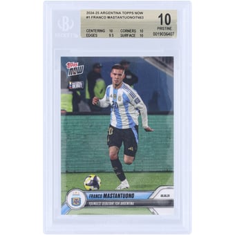 Franco Mastantuono Argentina National Team 2024-25 Topps Now Youngest Debutant for Argentina #1 BGS Authenticated 10 Card - 10,10,9.5,10 Subgrades