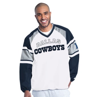 Men's Starter  White Dallas Cowboys Infield Play Raglan Pullover Jacket