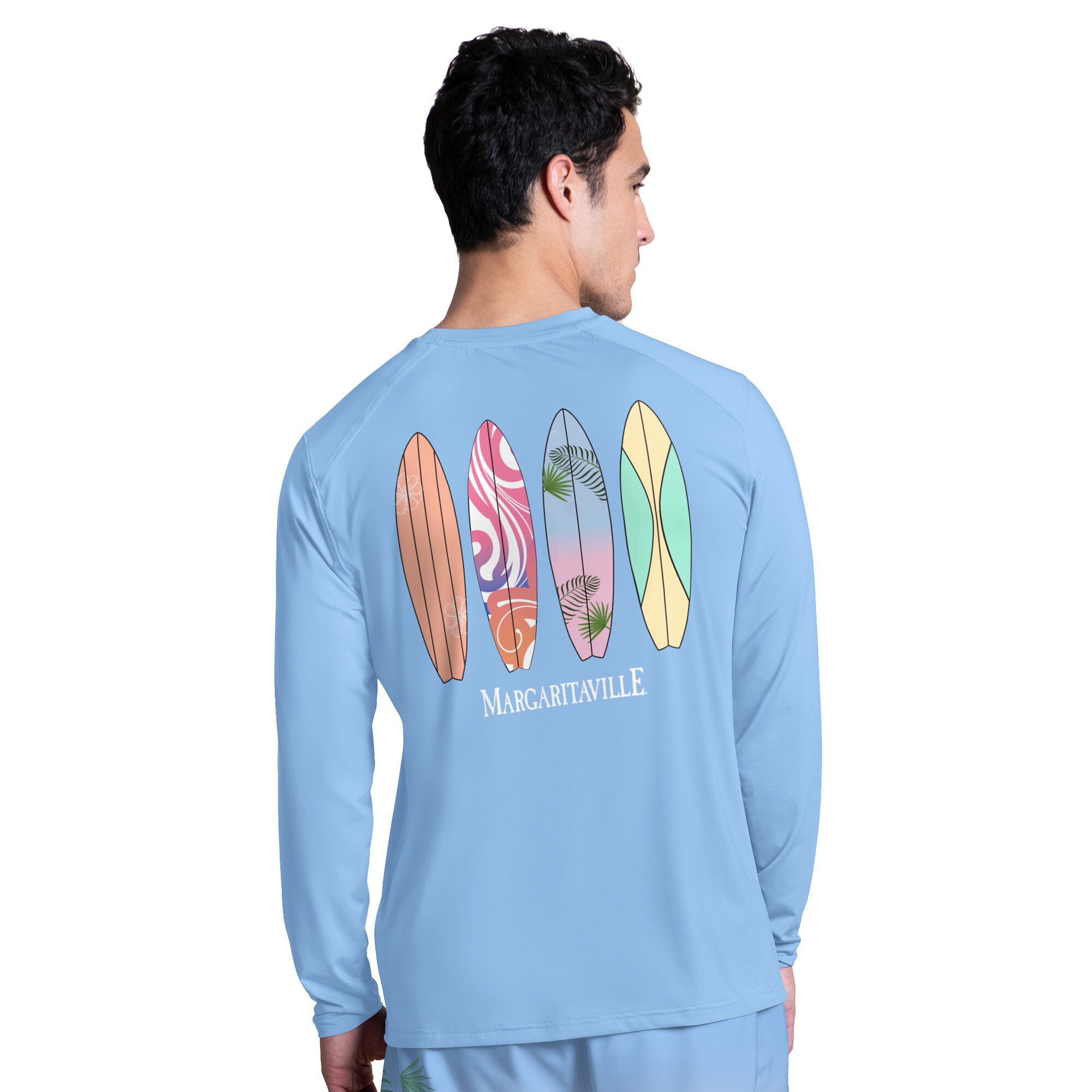 Men's Margaritaville Light Blue Dallas Cowboys Life's A Beach Long Sleeve Rashguard