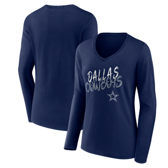 Women's Navy Dallas Cowboys Hustle Long Sleeve V-Neck T-Shirt