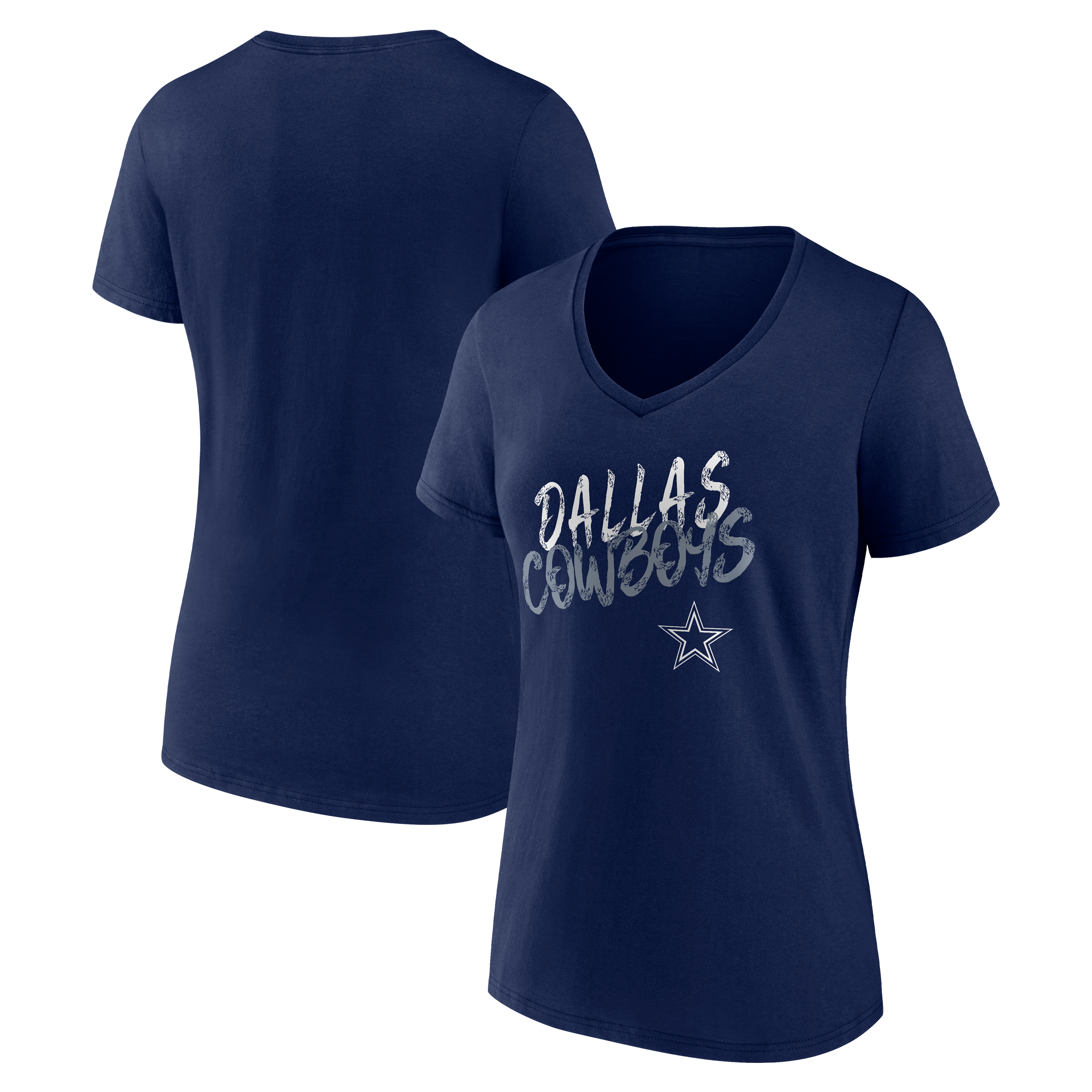 Women's Navy Dallas Cowboys Hustle V-Neck T-Shirt