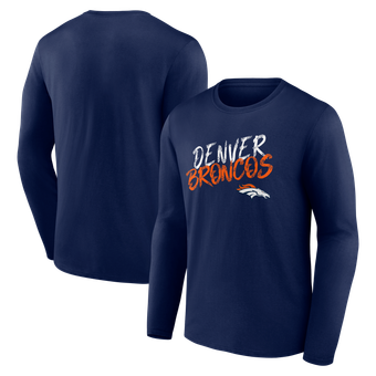 Men's Navy Denver Broncos Hustle Long Sleeve T-Shirt