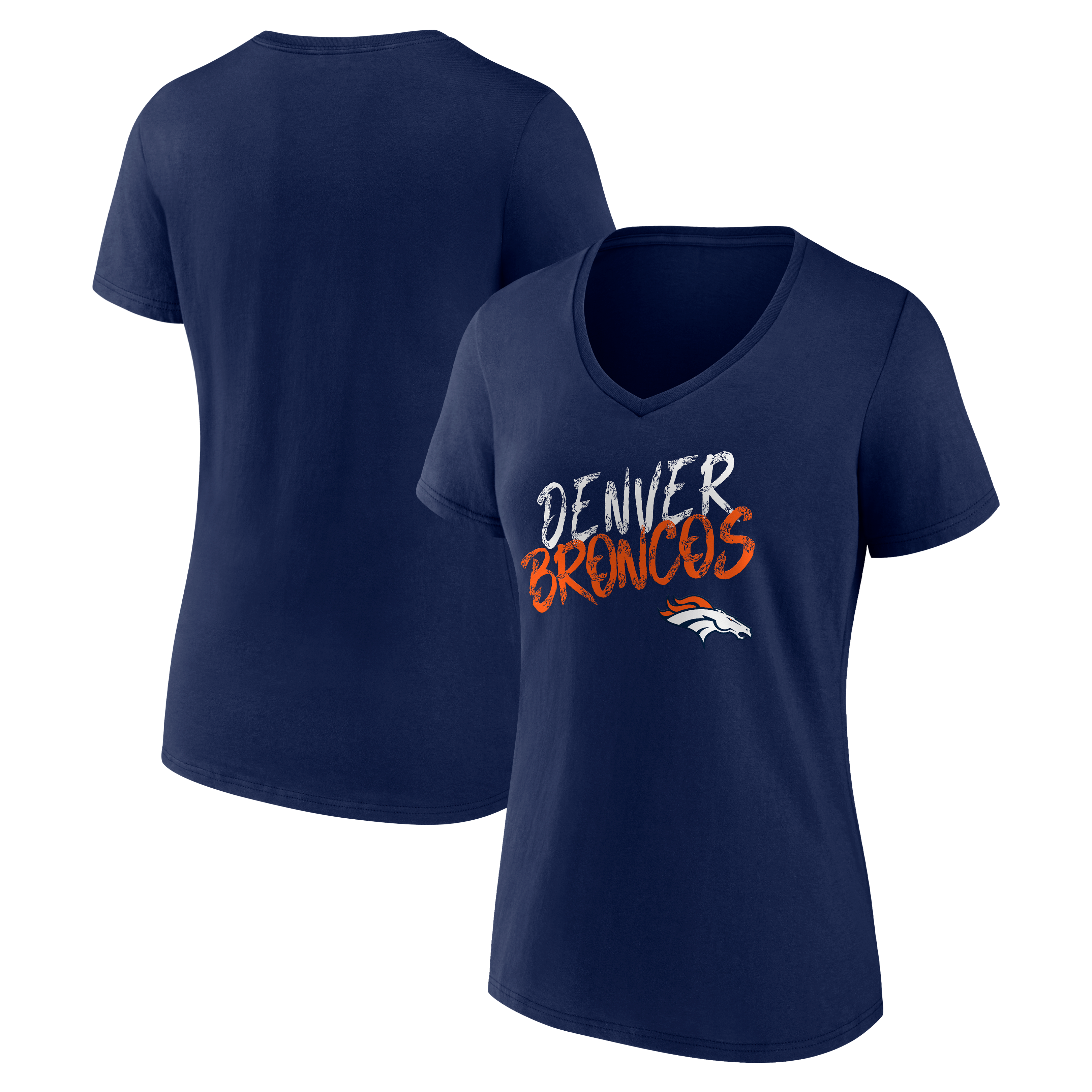 Women's Navy Denver Broncos Hustle V-Neck T-Shirt