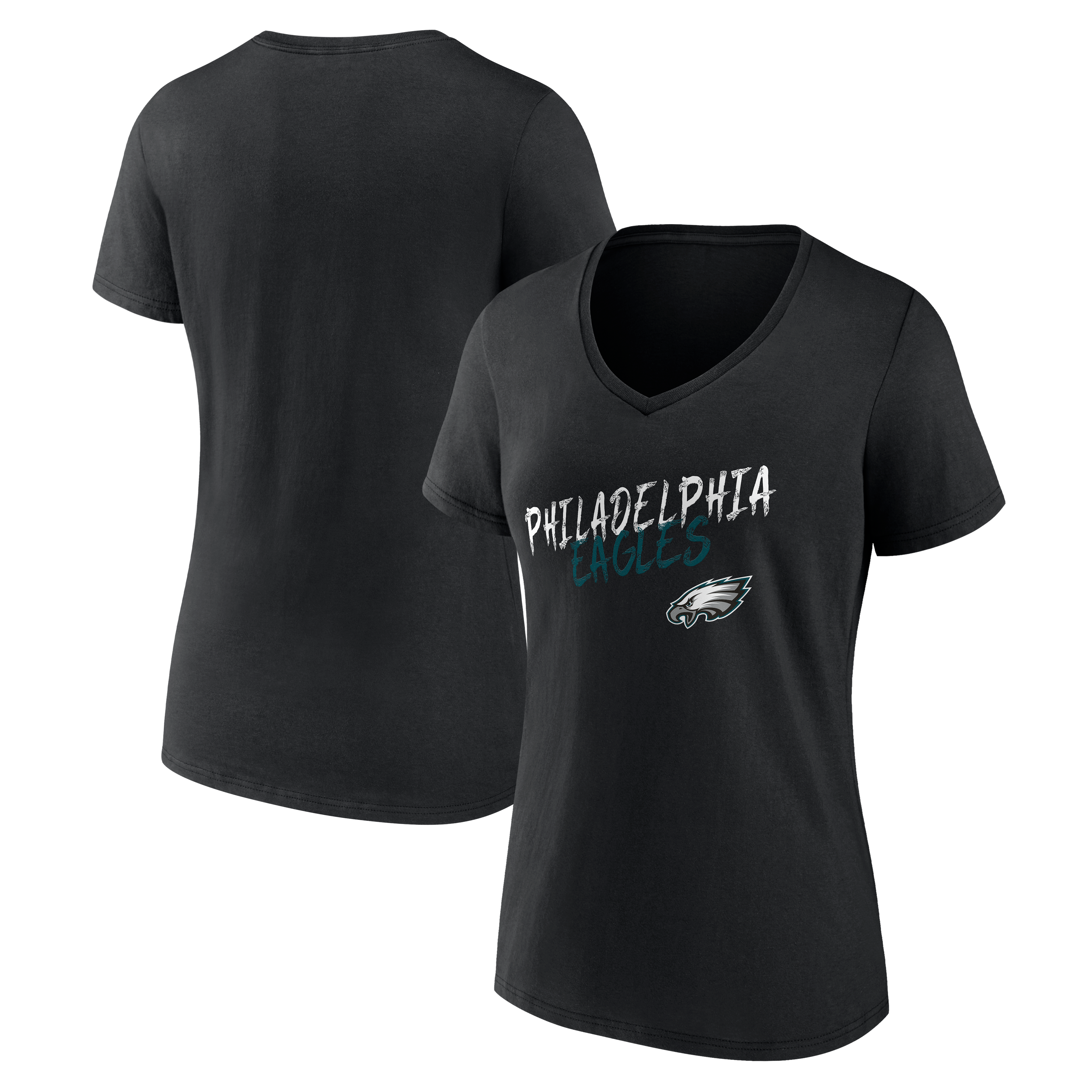 Women's Black Philadelphia Eagles Hustle V-Neck T-Shirt