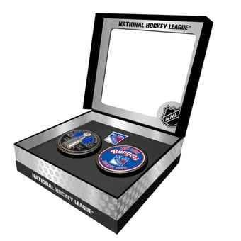 New York Rangers Stanley Cup Retro Puck & 3D Cup Puck Gift Box Set