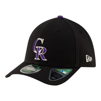 Men's New Era  Black Colorado Rockies Player Replica 39THIRTY M-Crown Flex Hat