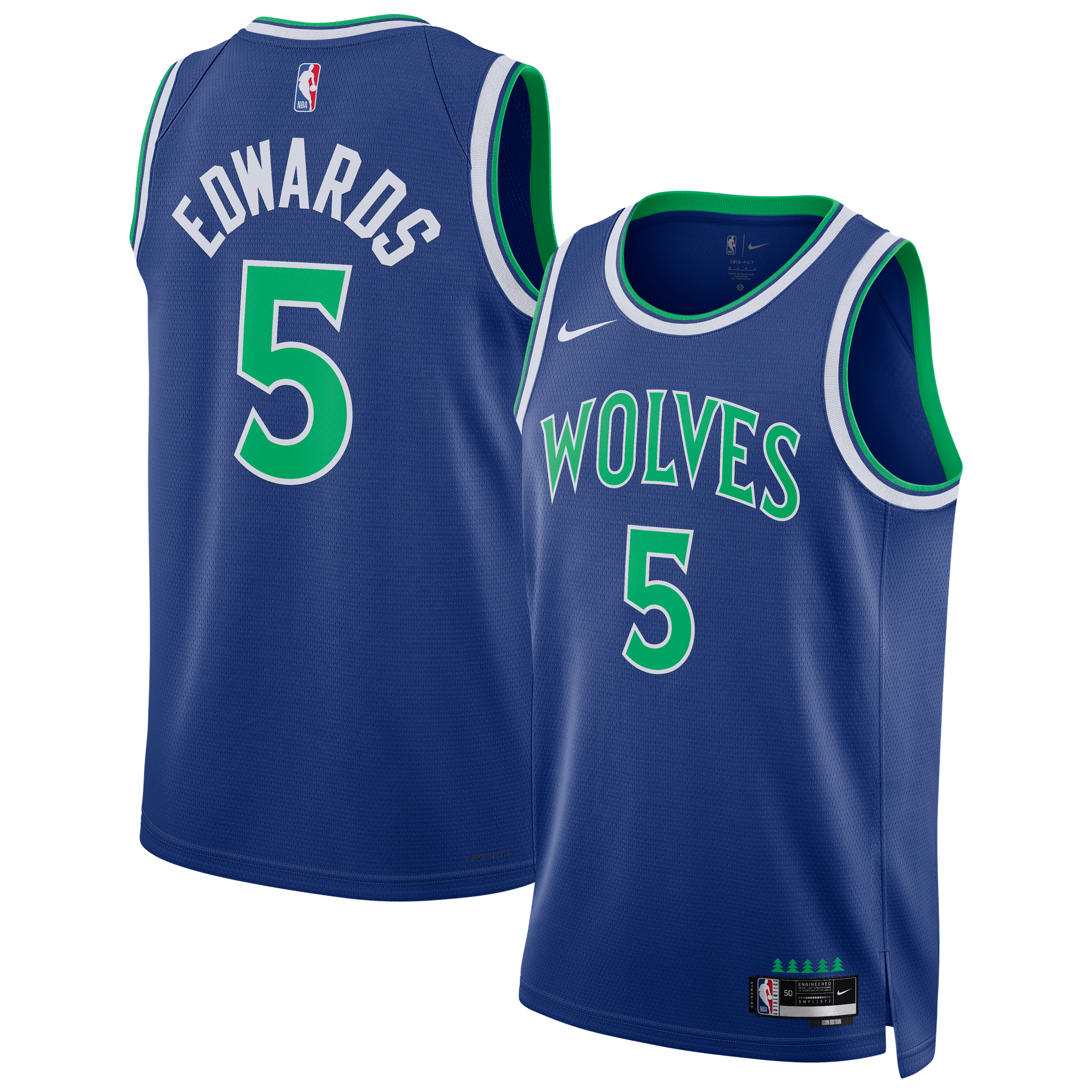 Unisex Nike Anthony Edwards Blue Minnesota Timberwolves Swingman Jersey - Icon Edition