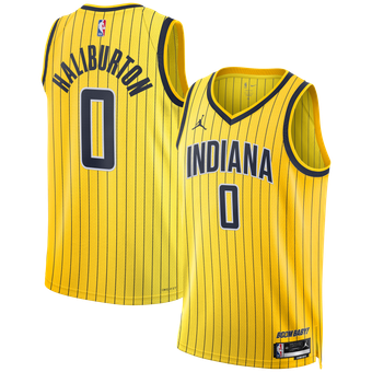 Unisex Jordan Brand Tyrese Haliburton Gold Indiana Pacers Swingman Jersey - Statement Edition