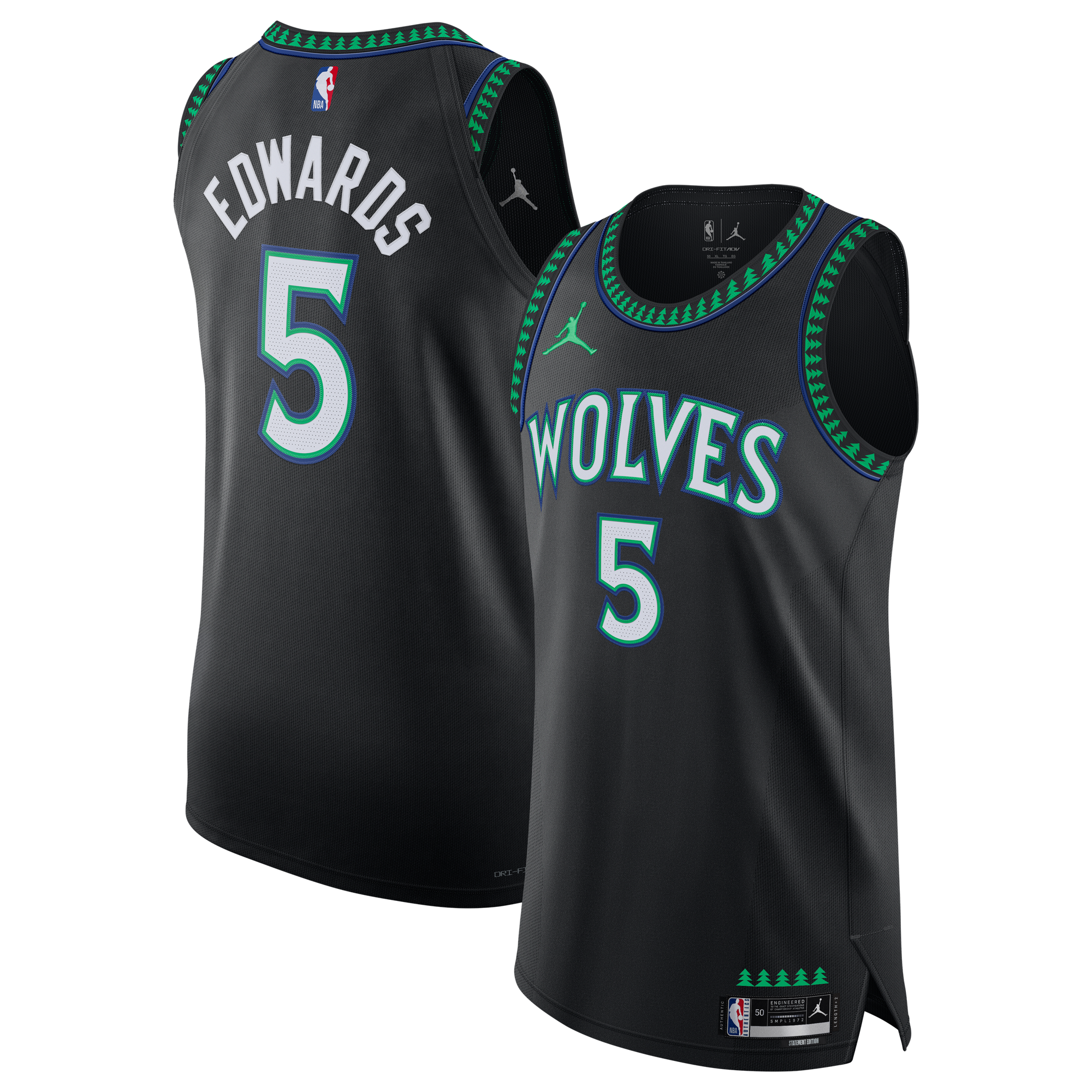 Men's Jordan Brand Anthony Edwards Black Minnesota Timberwolves Authentic Jersey - Statement Edition