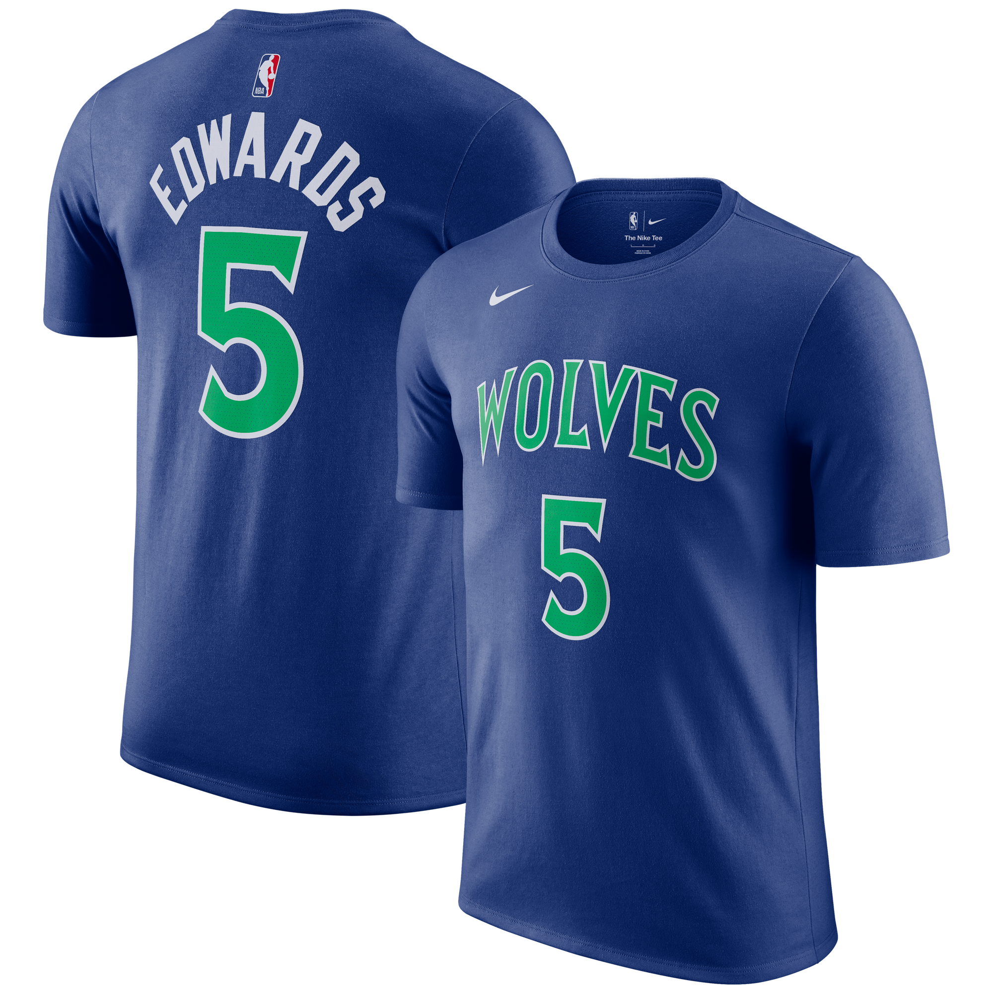 Men's Nike Anthony Edwards Blue Minnesota Timberwolves Icon Name & Number T-Shirt
